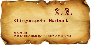 Klingenspohr Norbert névjegykártya